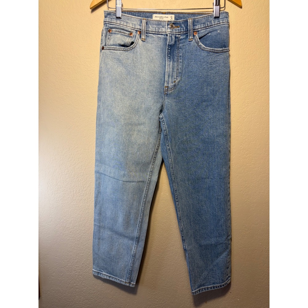 Abercrombie & Fitch The Mom‎ High Rise Two Tone Blue Denim Jeans 27 4S